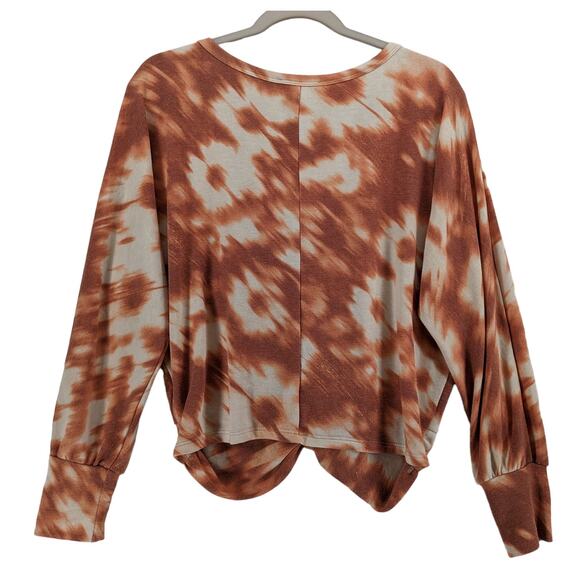 Lush Tie Dye Sweatshirt M Rust Twist Front Long Sleeve Casual Staple Gym Active - Picture 2 of 9
